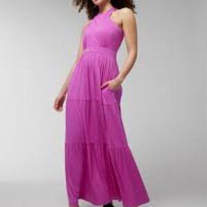 SOMA Orchid Crossover Halter Tiered Knit Maxi Dress Size Medium NWT